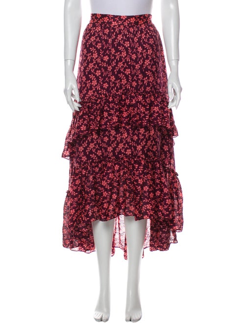 Ulla Johnson Floral Print Midi Length Skirt Purple