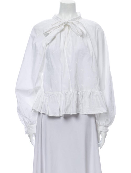 Ulla Johnson Tie Neck Long Sleeve Blouse White