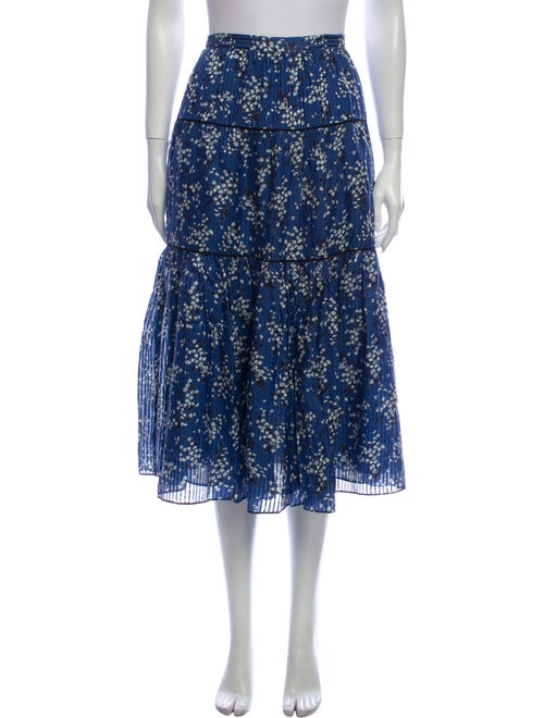 Ulla Johnson Floral Print Midi Length Skirt Blue