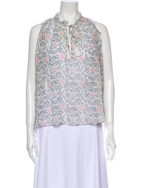 Ulla Johnson Silk Floral Print Blouse White
