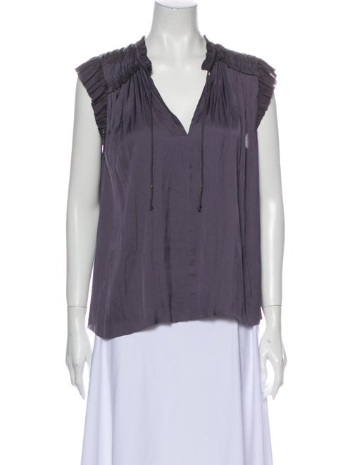 Ulla Johnson Tie Neck Sleeveless Blouse Grey