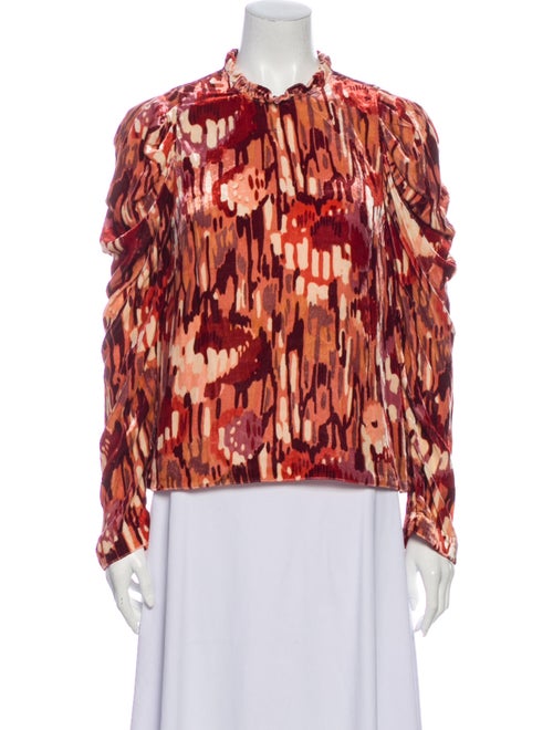 Ulla Johnson Printed Mock Neck Blouse Pink
