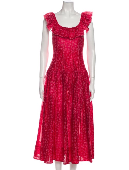 Ulla Johnson Printed Long Dress Red