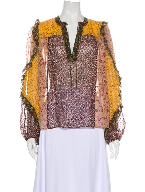 Ulla Johnson Silk Printed Blouse Yellow