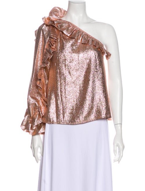 Ulla Johnson Silk One-Shoulder Blouse Metallic