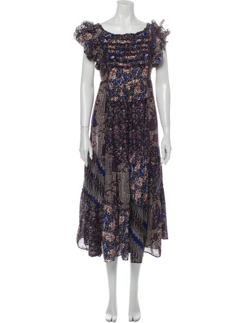 Ulla Johnson Floral Print Long Dress Black