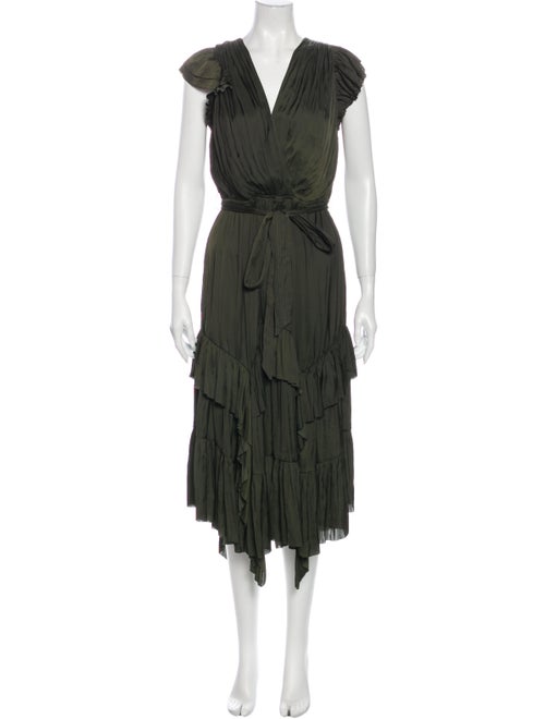 Ulla Johnson V-Neck Long Dress Green