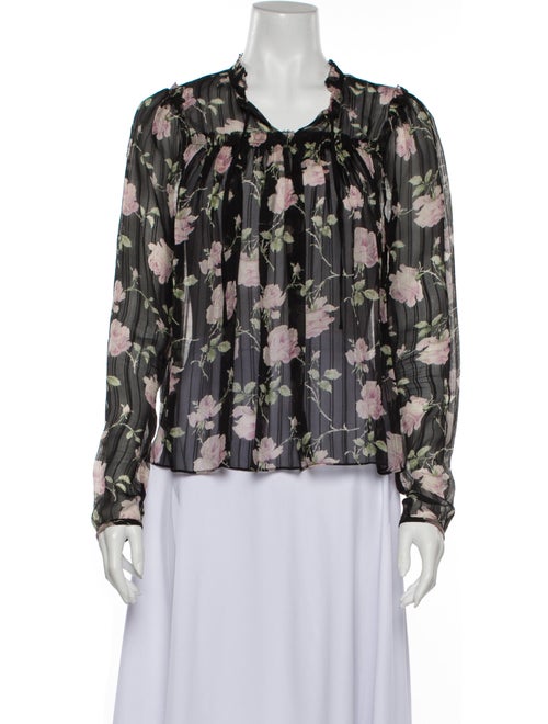 Ulla Johnson Silk Floral Print Blouse Black