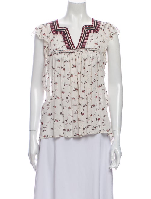 Ulla Johnson Silk Floral Print Blouse White