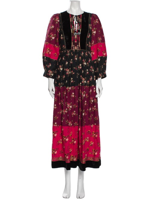 Ulla Johnson Floral Print Long Dress Red