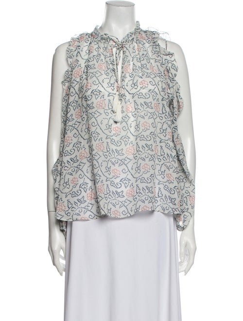 Ulla Johnson Silk Floral Print Blouse White