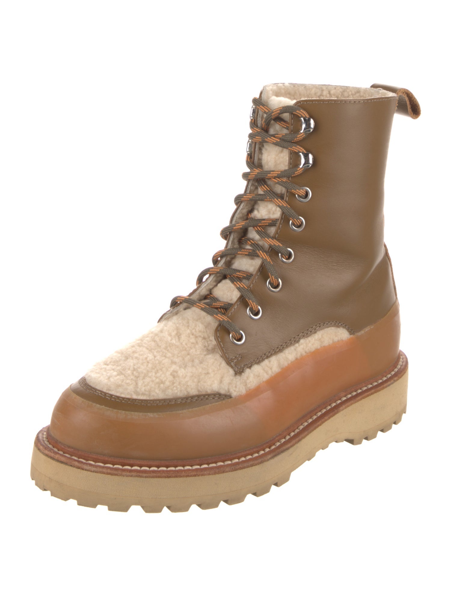 Ulla Johnson x Diemme Leather Whipstitch Trim Combat Boots