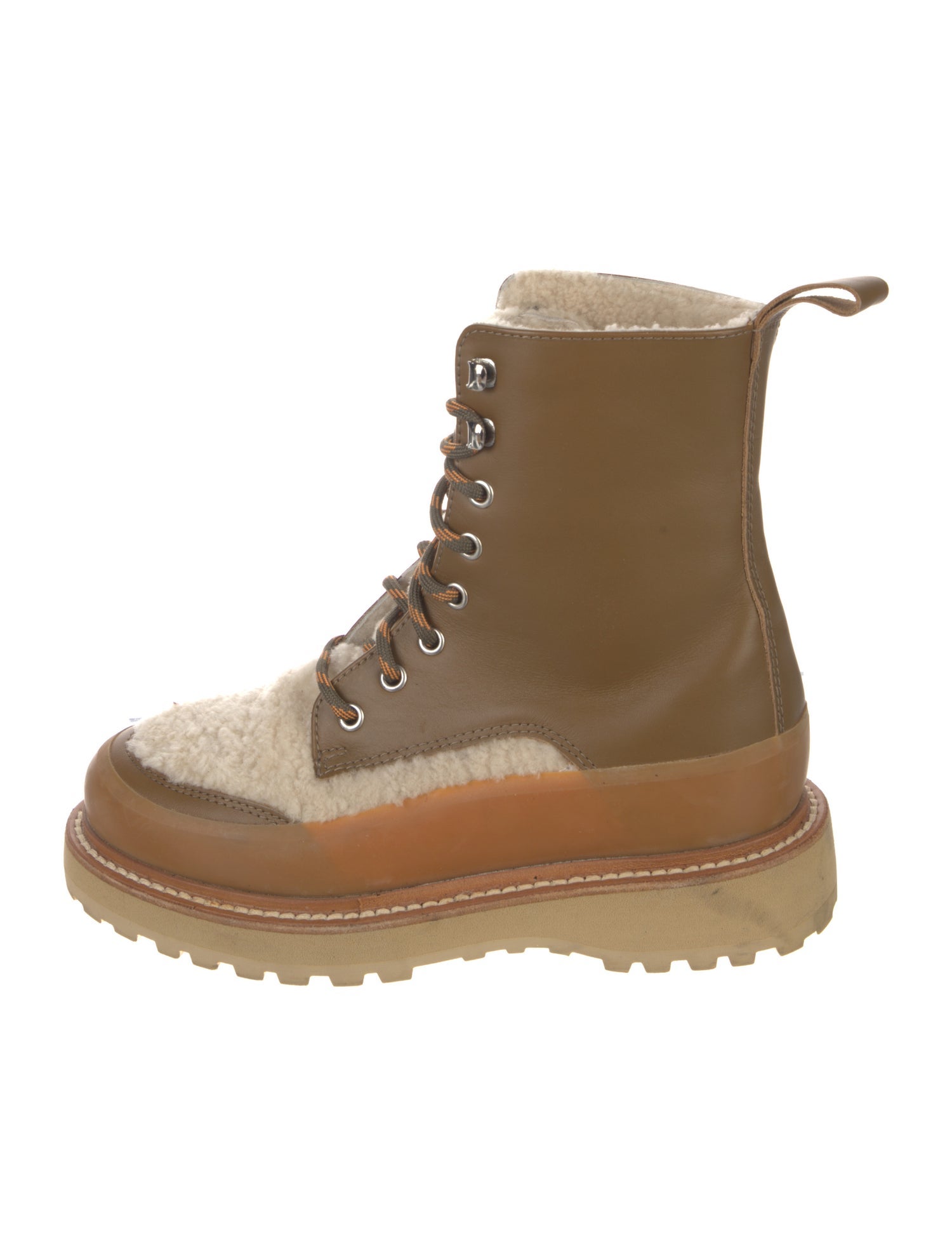 Ulla Johnson x Diemme Leather Fur Trim Combat Boots