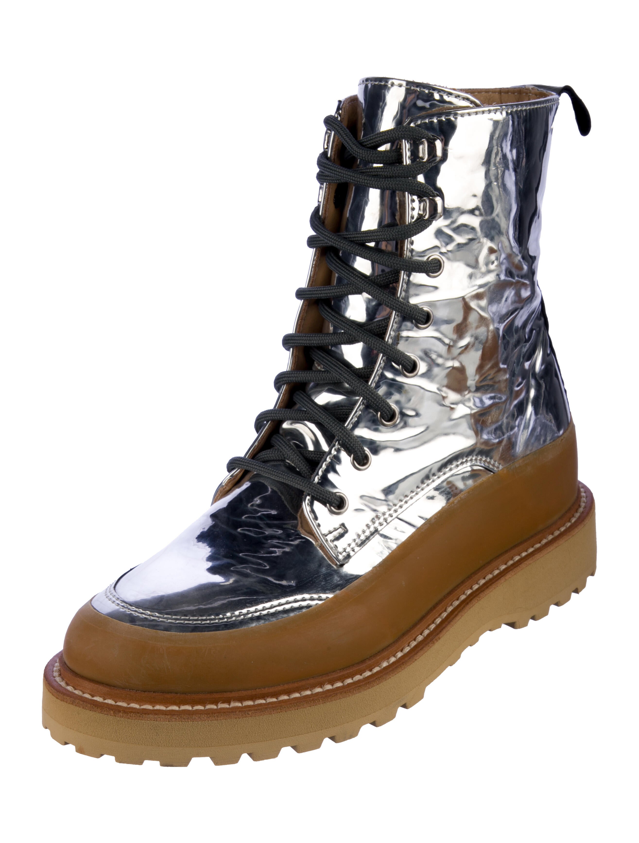Ulla Johnson x Diemme Patent Leather Combat Boots