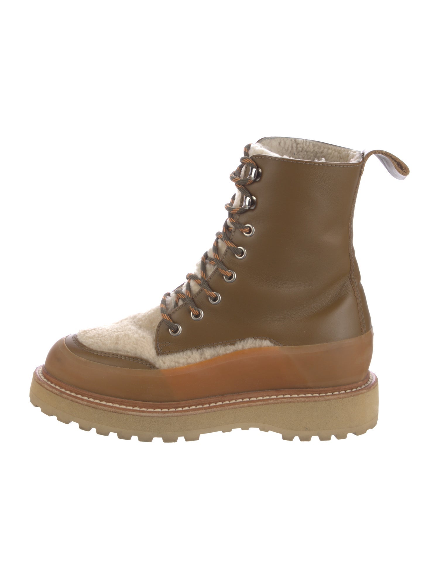 Ulla Johnson x Diemme Leather Faux Fur Trim Combat Boots