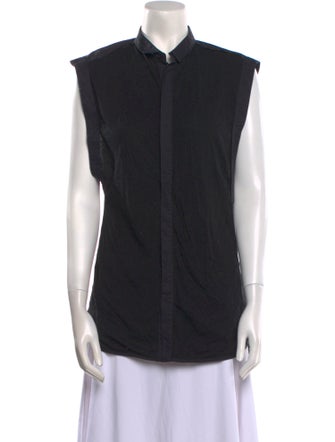 Unconditional Mock Neck Sleeveless Button-Up Top