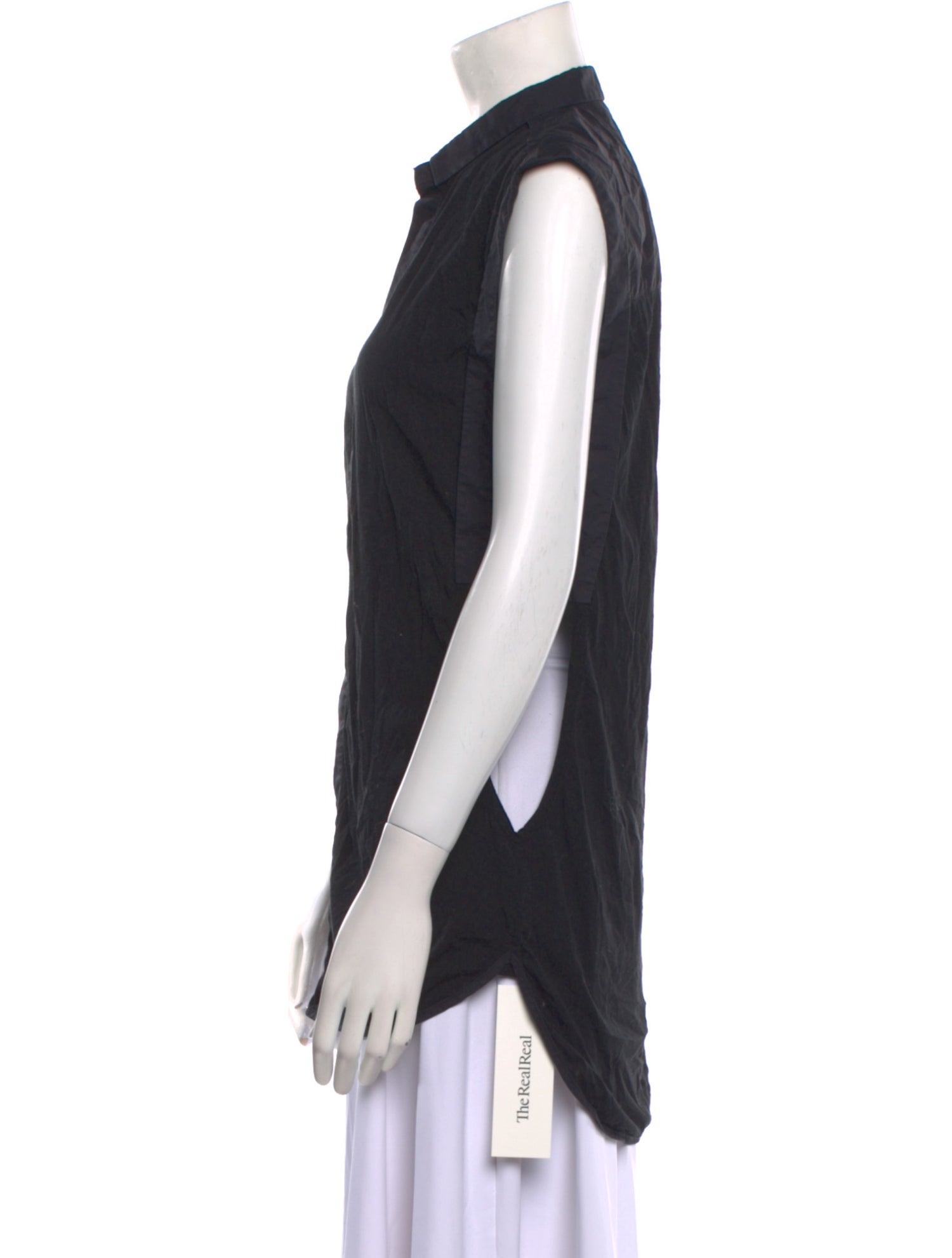 Unconditional Mock Neck Sleeveless Button-Up Top