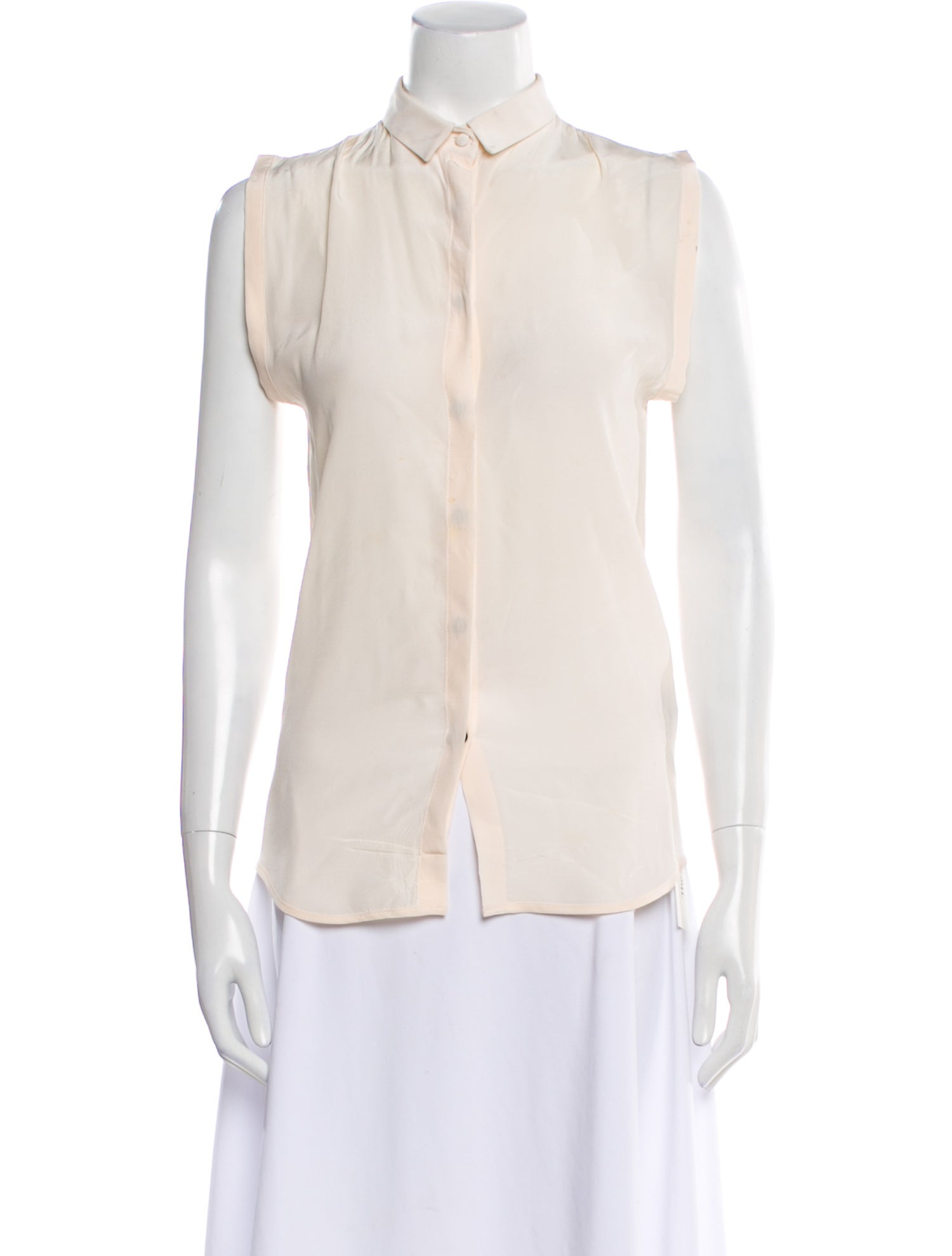 Unconditional Silk Mock Neck Button-Up Top