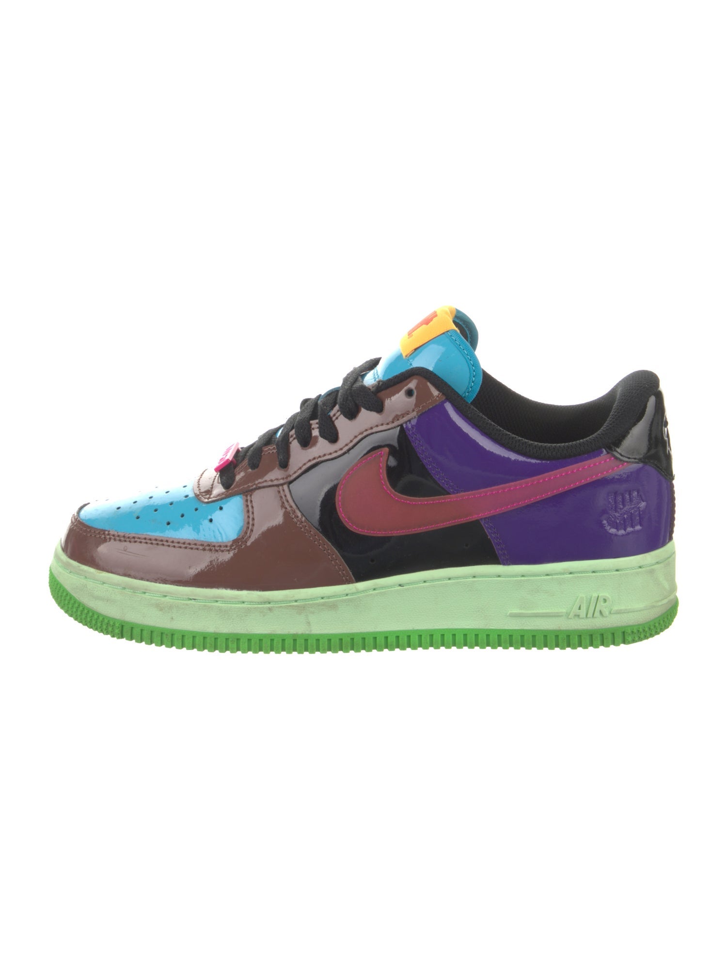Undefeated x Nike Patent Leather Colorblock Pattern Sneakers