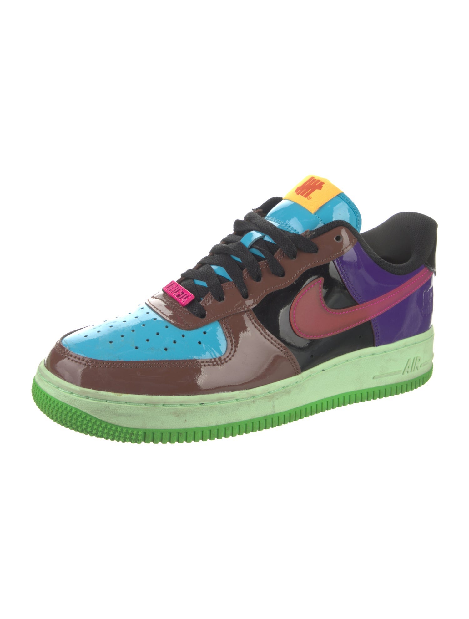 Undefeated x Nike Patent Leather Colorblock Pattern Sneakers