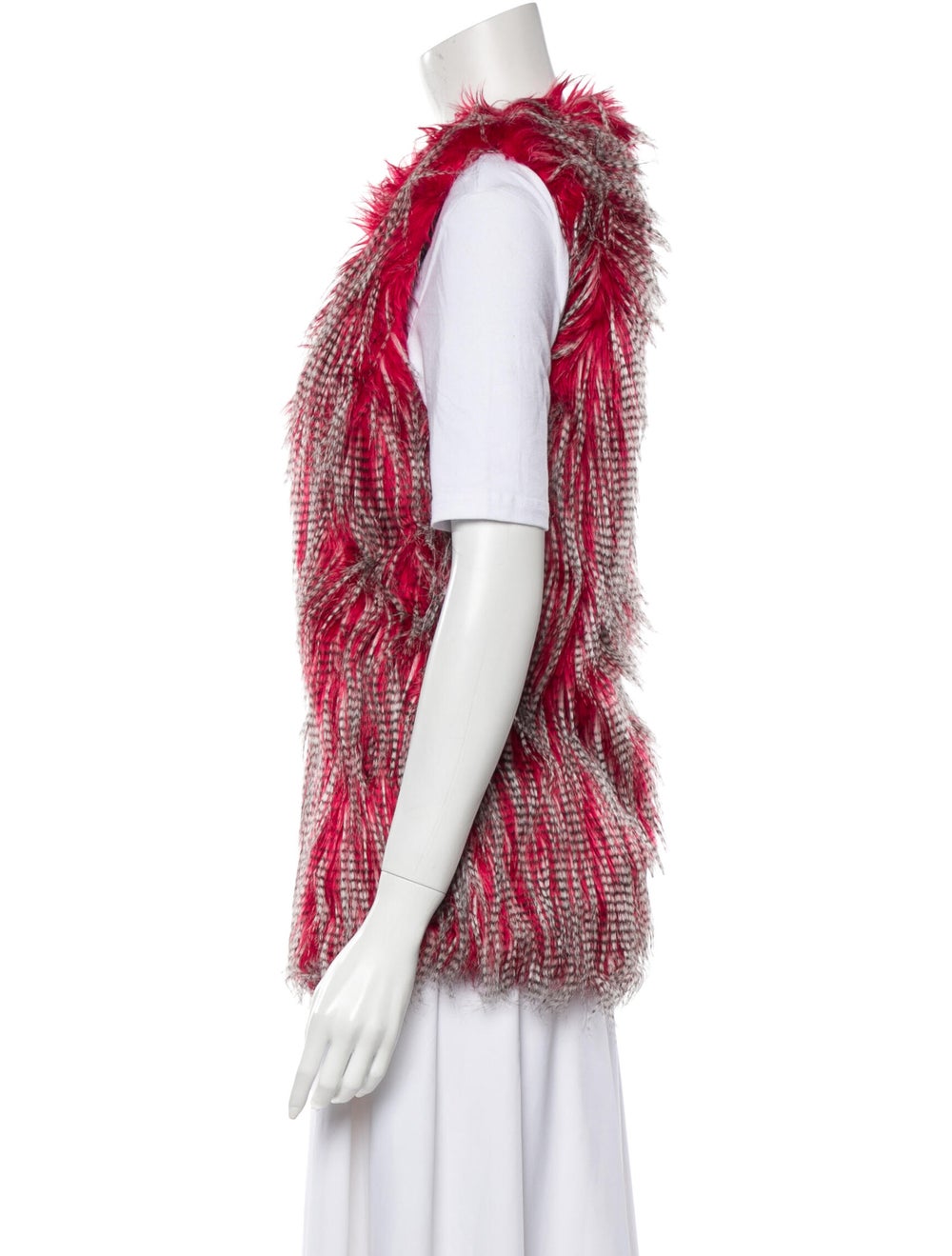Unreal Fur Vest Red Animal Print Collarless - image 2