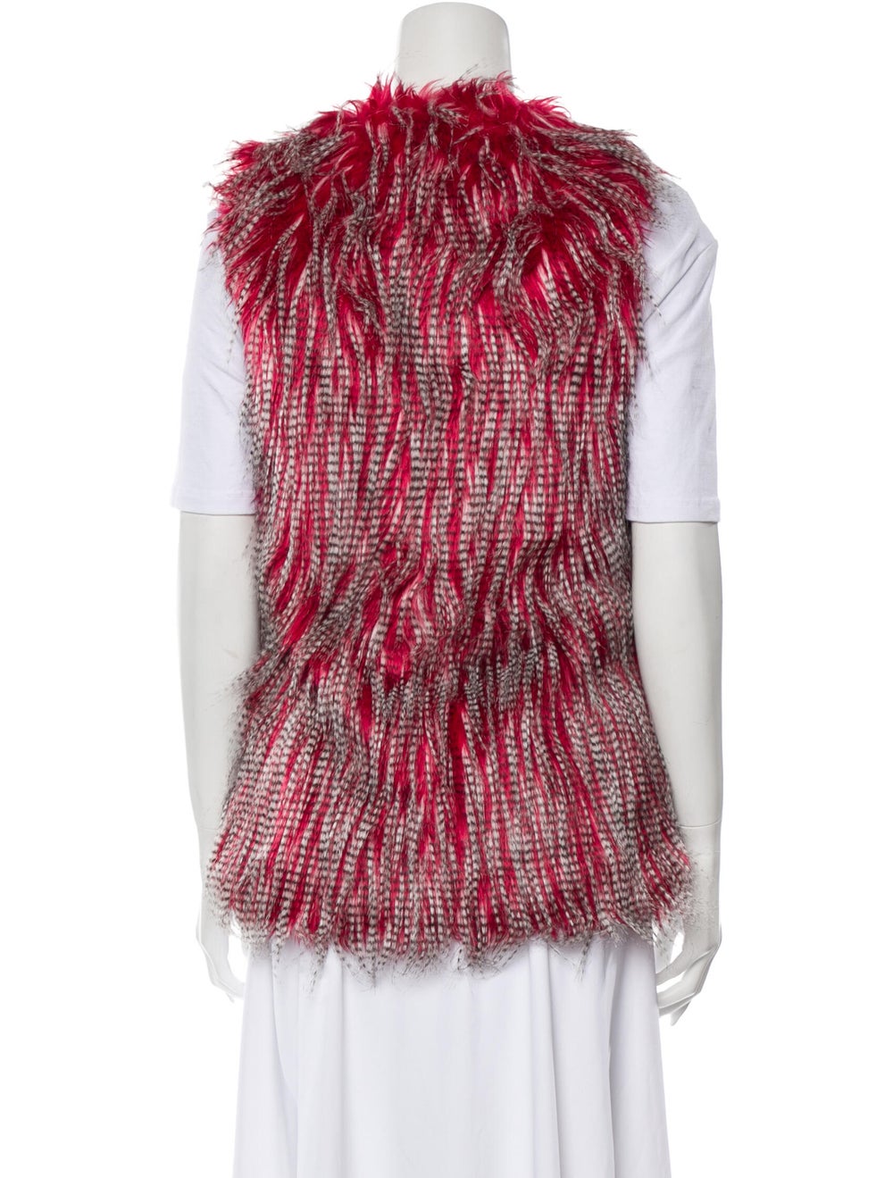 Unreal Fur Vest Red Animal Print Collarless - image 3