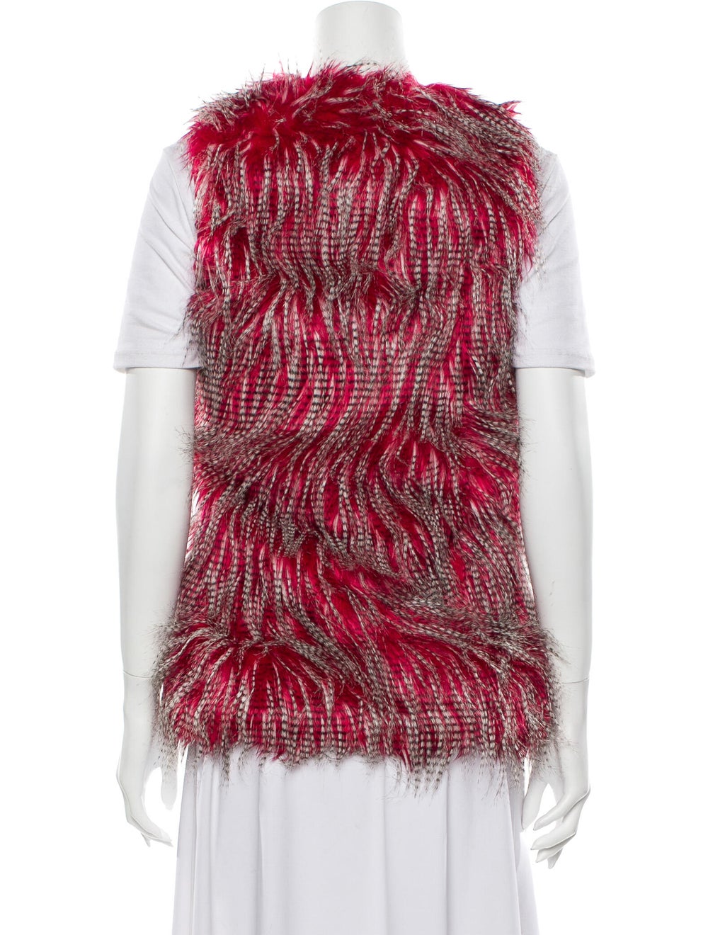 Unreal Fur Vest Red Printed Collarless - image 3
