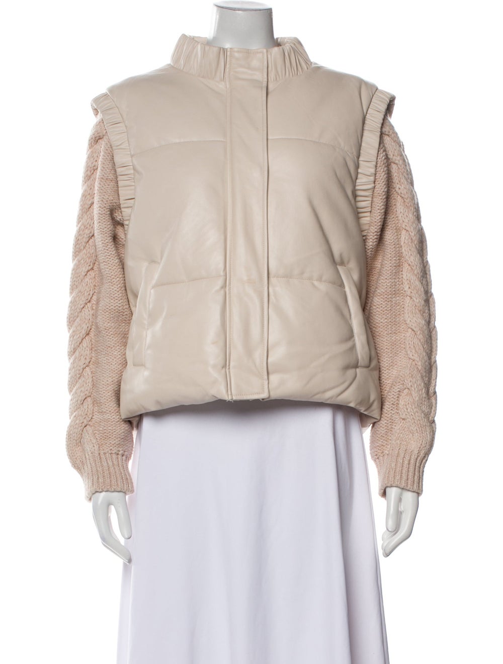 Unreal Fur Jacket Neutrals Stand Collar - image 1