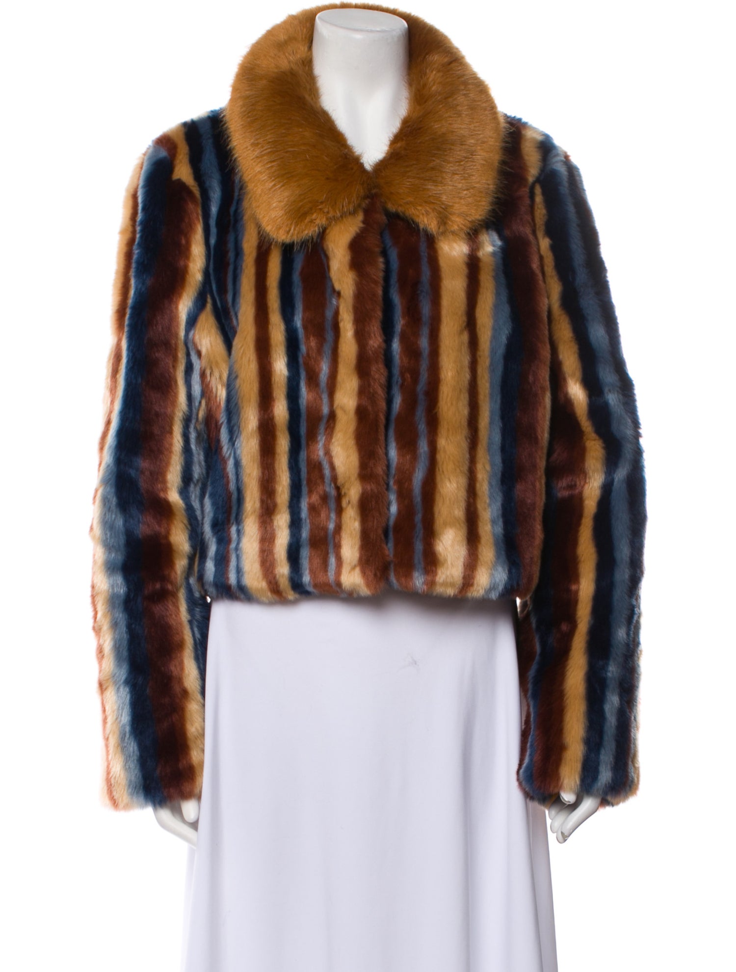 Unreal Fur Striped Faux Fur Jacket