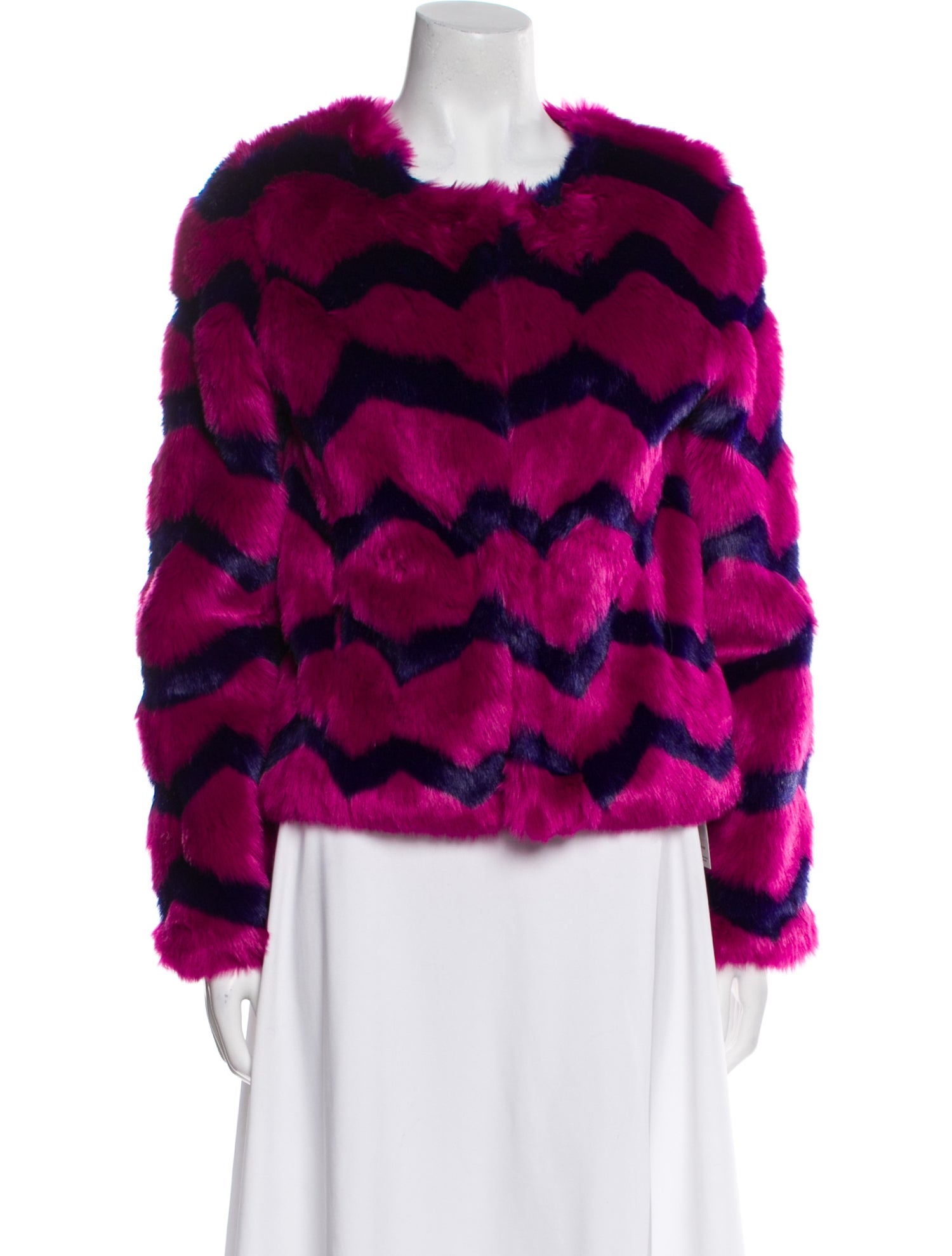 Unreal Fur Striped Faux Fur Jacket