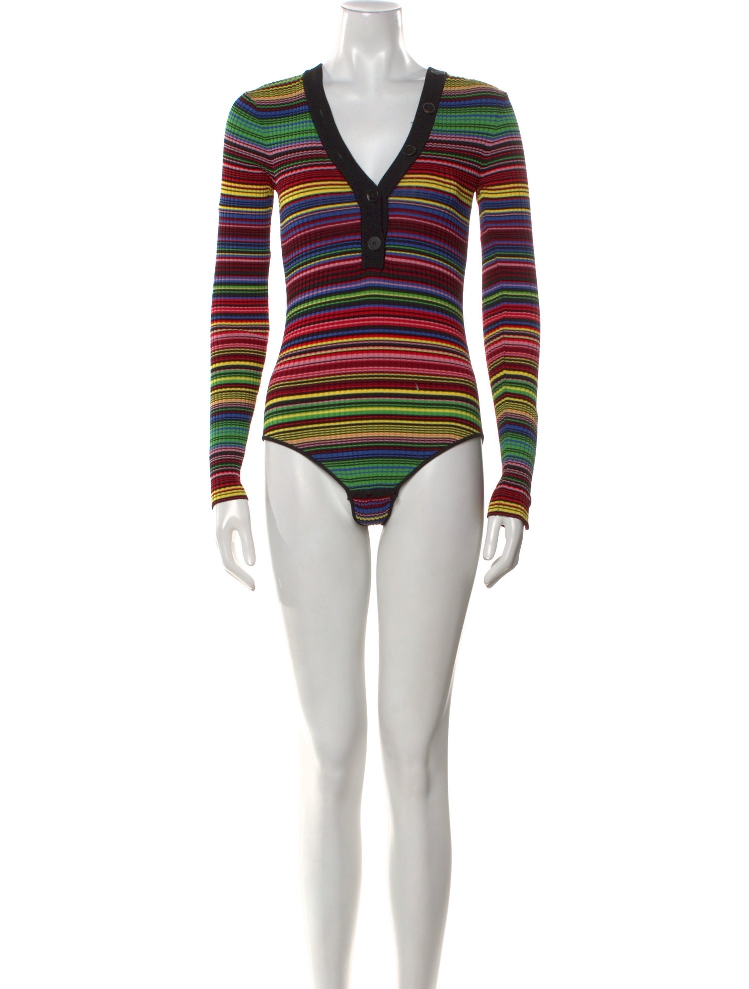 Unique Striped V-Neck Bodysuit