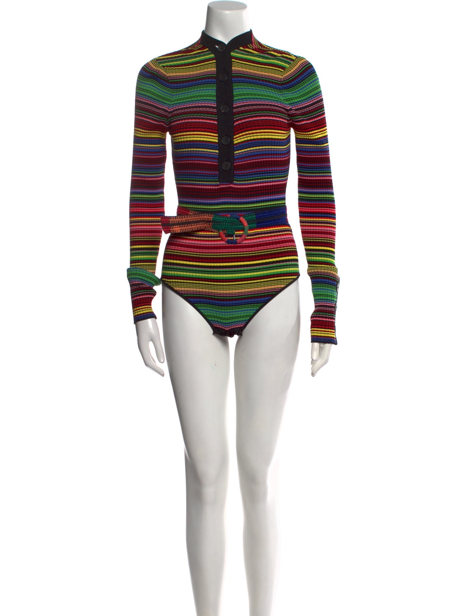 Unique Striped Mock Neck Polo