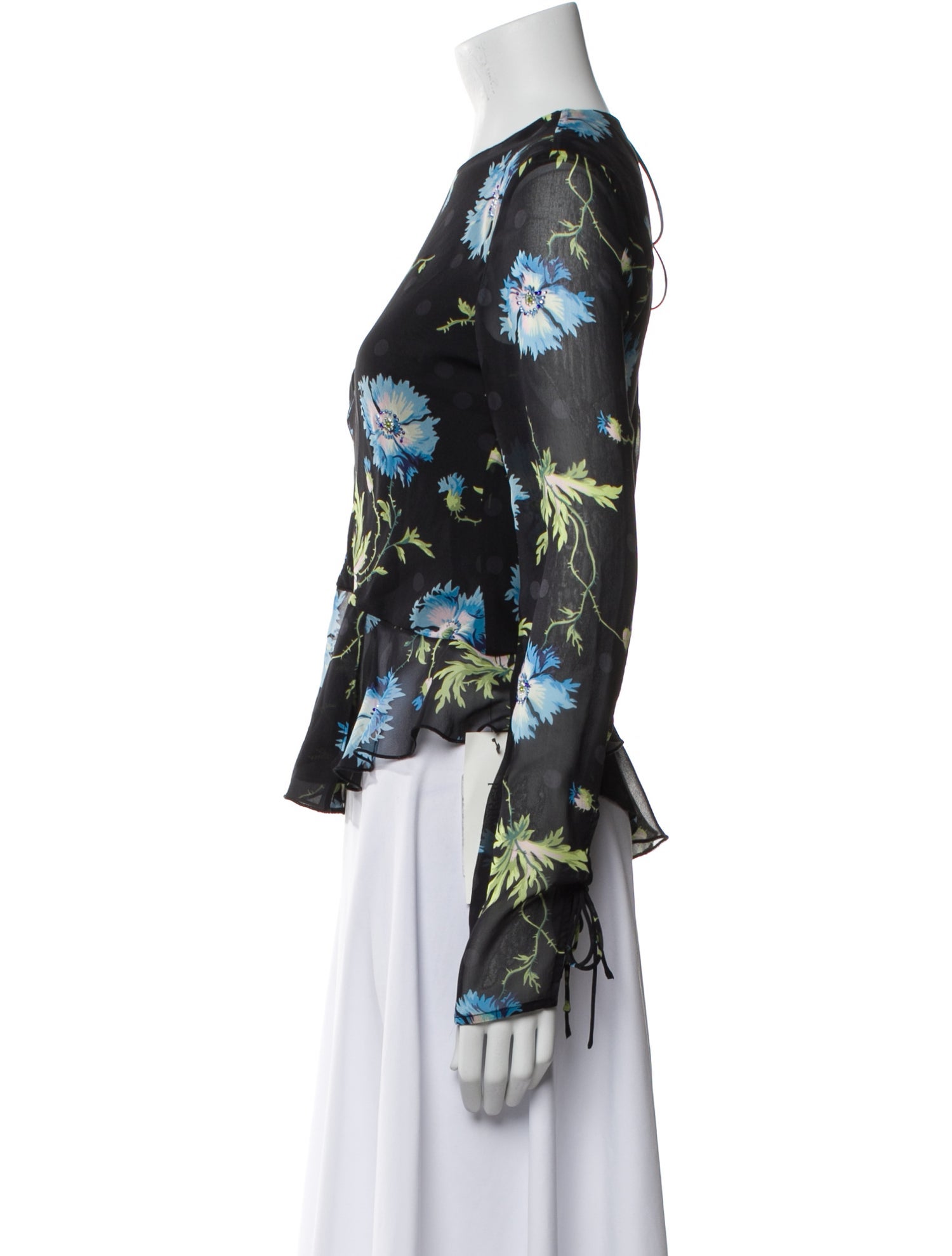 Unique Silk Floral Print Blouse