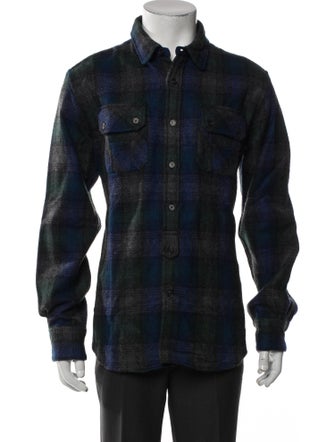 Unis Plaid Print Long Sleeve Denim Shirt