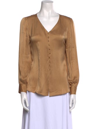 United Arrows Silk V-Neck Button-Up Top