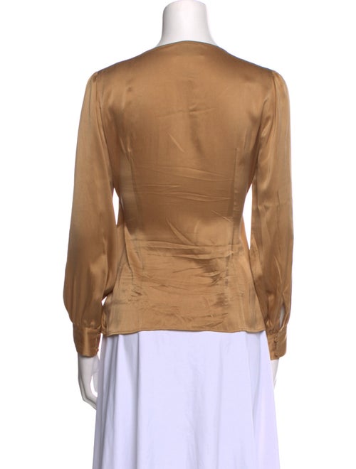 United Arrows Silk V-Neck Button-Up Top