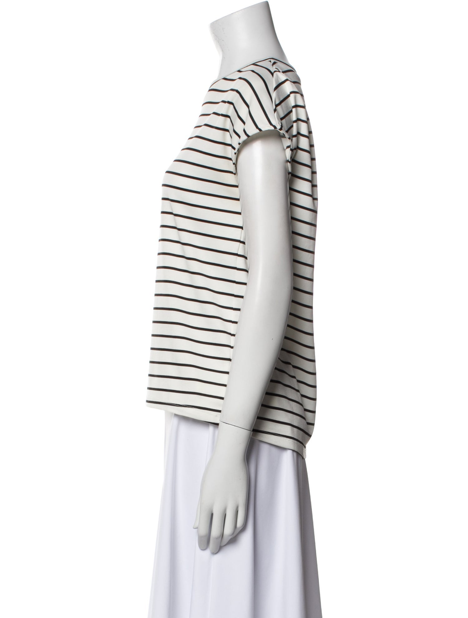 United Arrows Striped Bateau Neckline T-Shirt