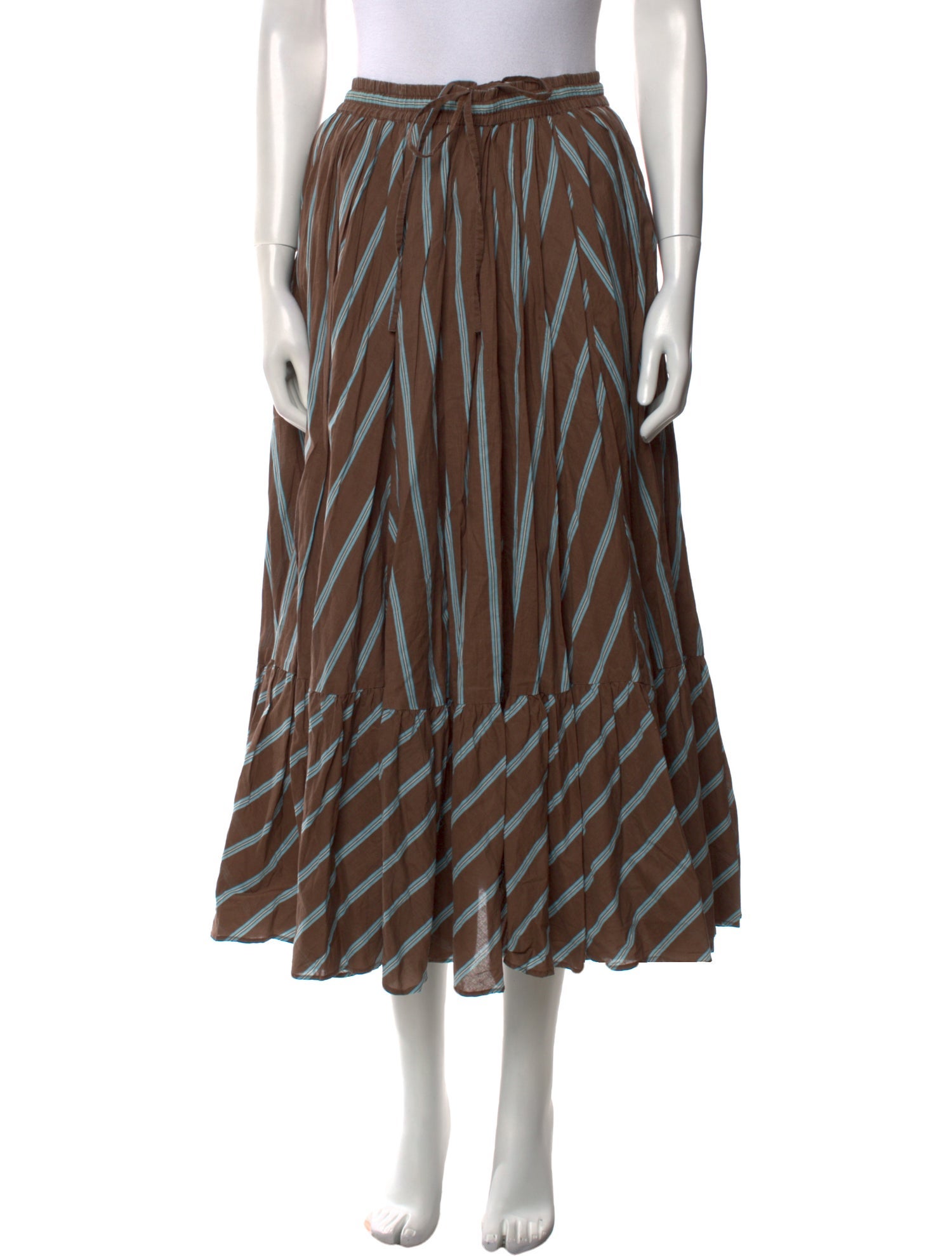 United Arrows Striped Midi Length Skirt