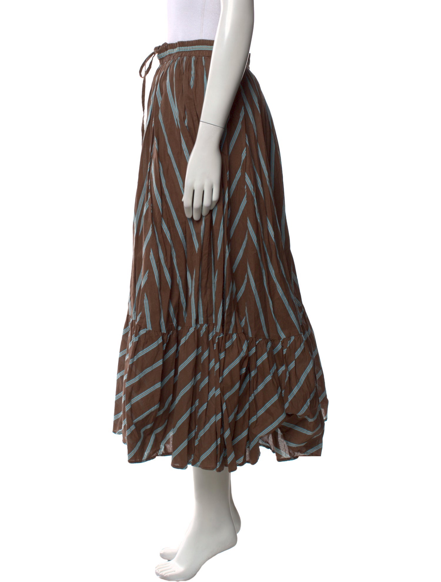 United Arrows Striped Midi Length Skirt