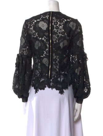 UnitedWood Lace Pattern Crew Neck Blouse