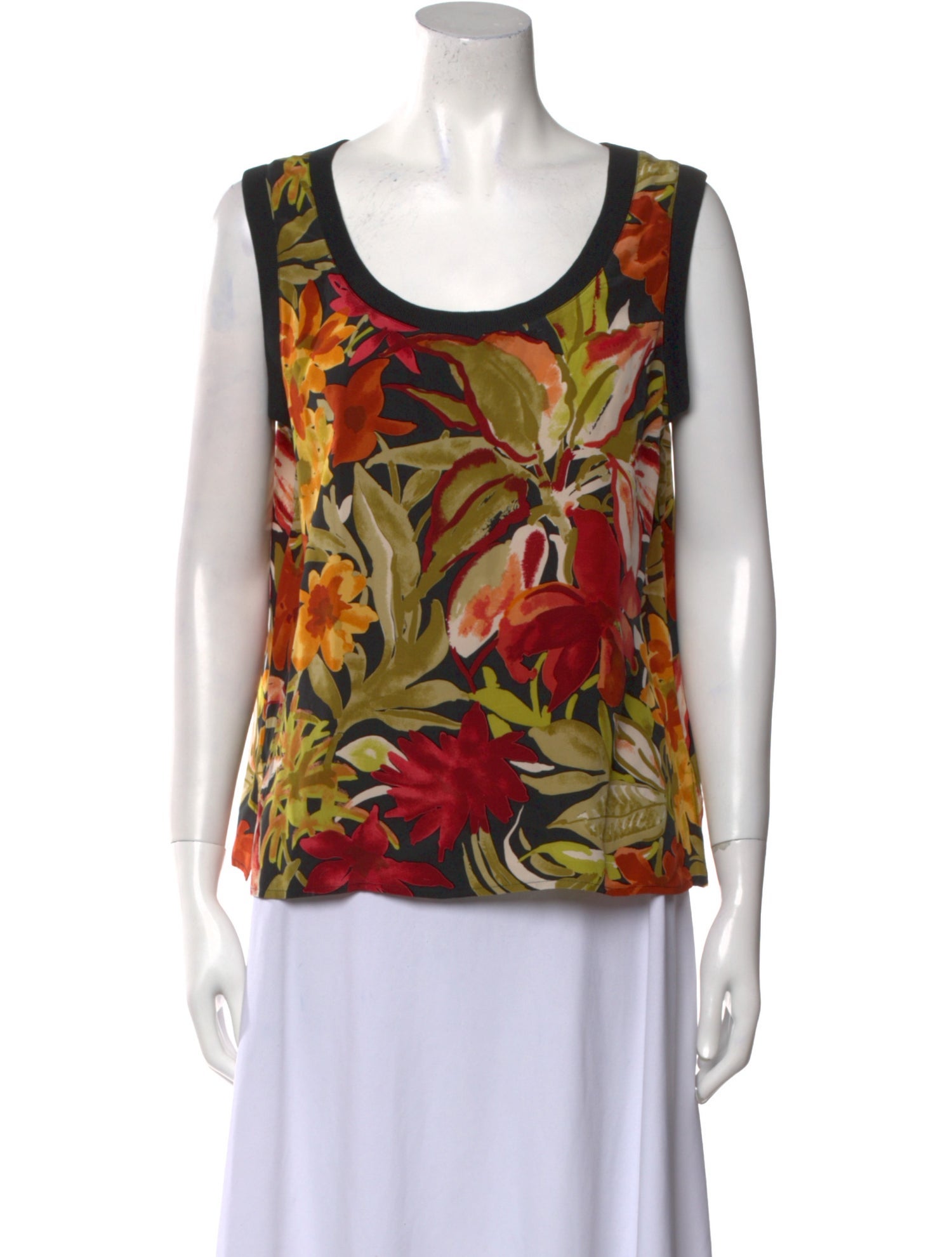 Ungaro Paris Floral Print Scoop Neck Blouse