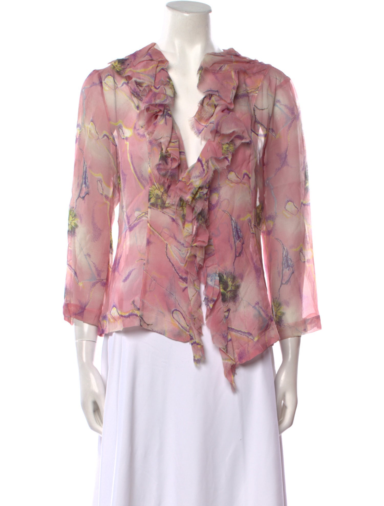 Ungaro Paris Vintage Silk Button-Up Top