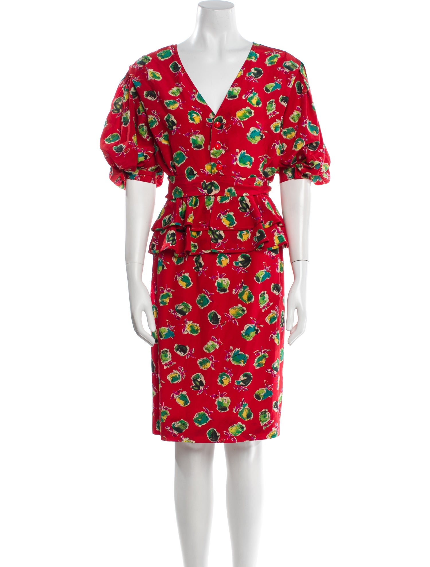 Ungaro Paris Floral Print Grosgrain Trim Skirt Set