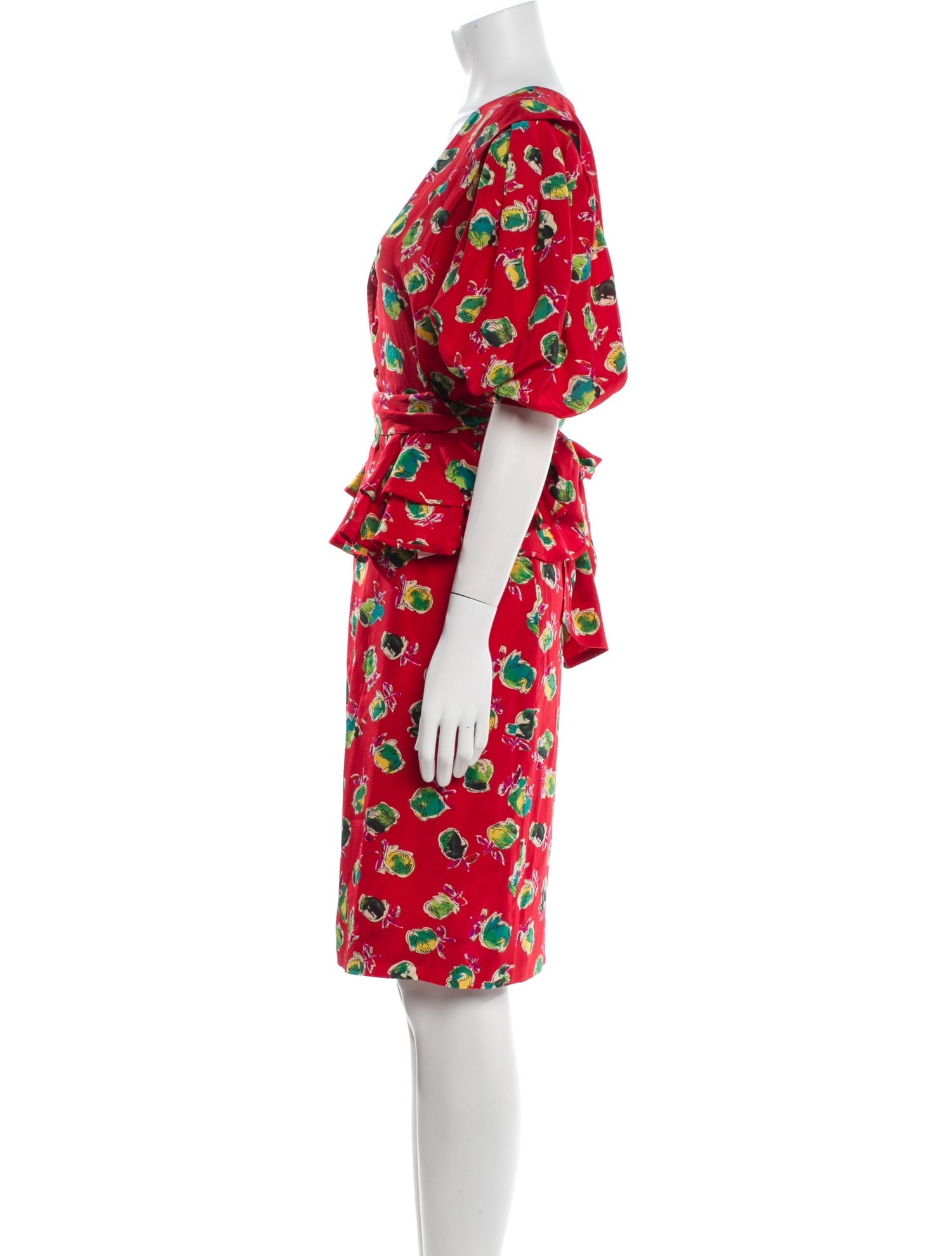 Ungaro Paris Floral Print Grosgrain Trim Skirt Set