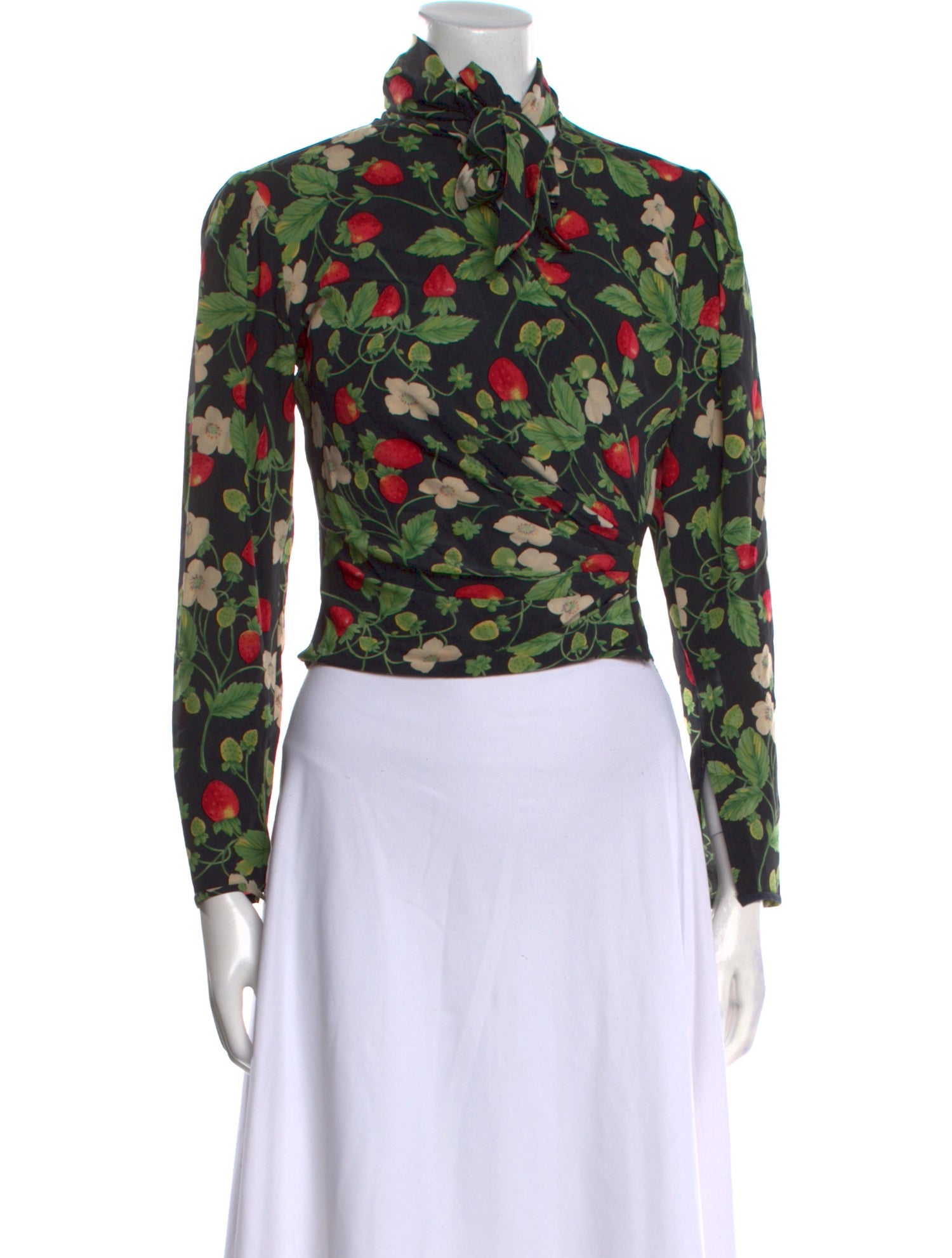 Ungaro Paris Floral Print Mock Neck Crop Top