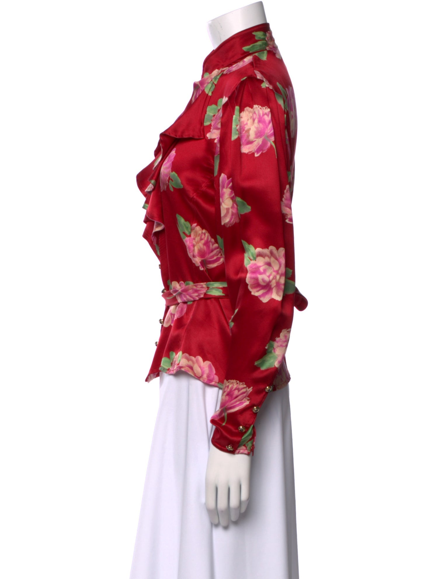 Ungaro Paris Floral Print Tie Neck Blouse