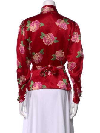 Ungaro Paris Floral Print Tie Neck Blouse