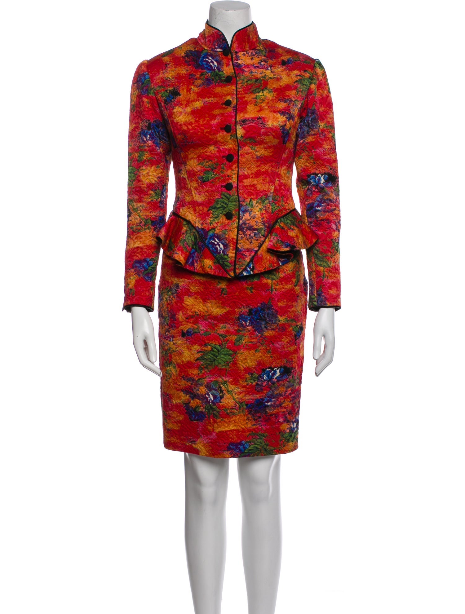 Ungaro Paris Printed Embroidered Accent Skirt Set