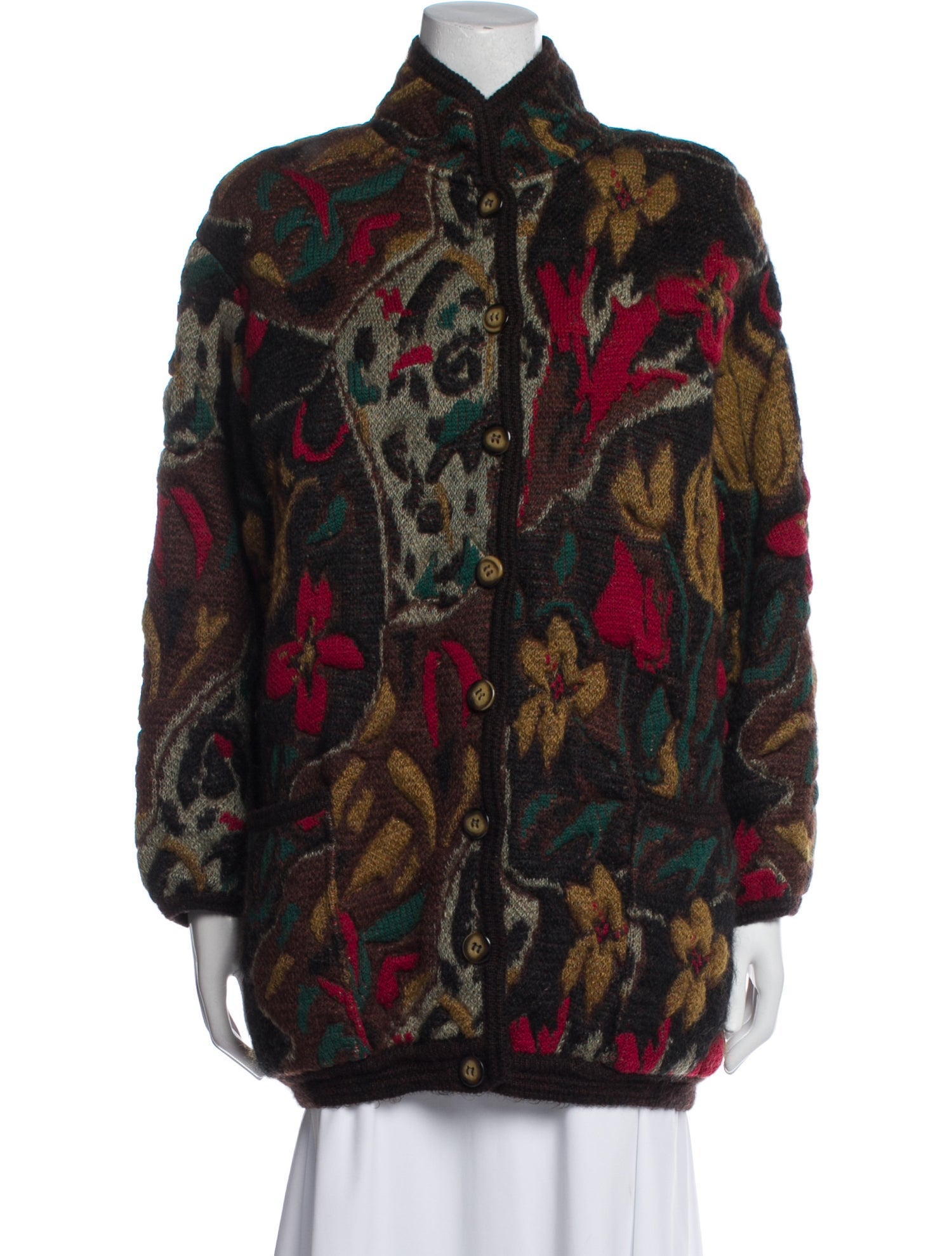 Ungaro Paris Floral Print Faux Fur Coat
