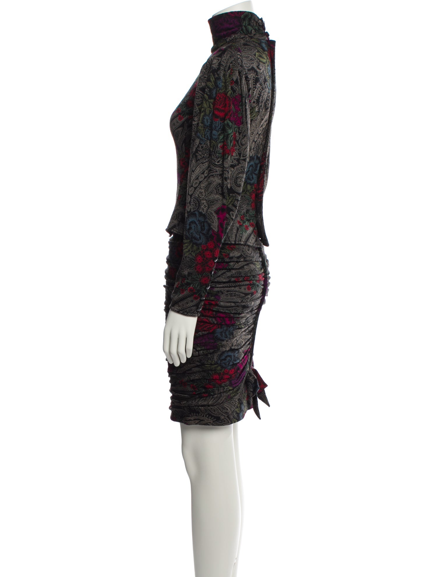 Ungaro Paris Paisley Print Pleated Accents Skirt Set